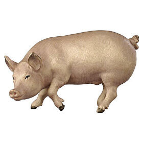 Cerdo madera pintada 9,5 cm belén Heimatland Val Gardena
