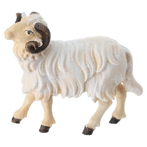 Widder weiß linksschauend, Holz coloriert, für 9,5 cm Heimatland-Krippe, Grödner Kunsthandwerk 1