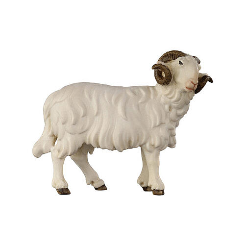Ram figurine with head to the right for 9.5 cm Heimatland Nativity Scene, Val Gardena, painted wood 2
