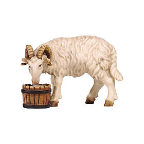 Ram with bucket, animal for 12 cm Heimatland Nativity Scene, Val Gardena painted wood