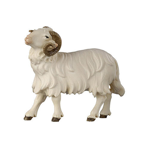 Ram with head to the left, animal for 12 cm Heimatland Nativity Scene, Val Gardena painted wood 1