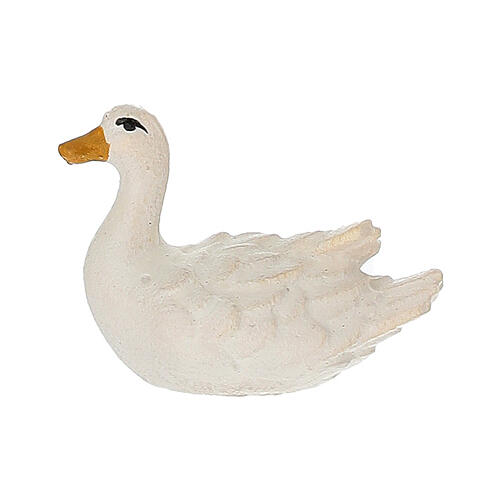 Goose, swimming to the left, for 9.5 cm painted wood Heimatland Nativity Scene of Val Gardena 1