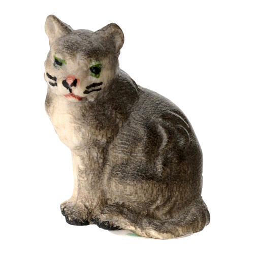 Gatto presepe Heimatland legno dipinto 12 cm Val Gardena  1