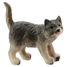 Gato de pie 9,5 cm belén Heimatland madera pintada Val Gardena