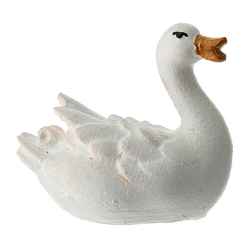Goose, swimming to the right, for painted wood Heimatland Nativity Scene with 12 cm characters, Val Gardena 1
