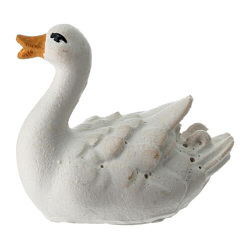 Goose, swimming to the right, for painted wood Heimatland Nativity Scene with 12 cm characters, Val Gardena 2