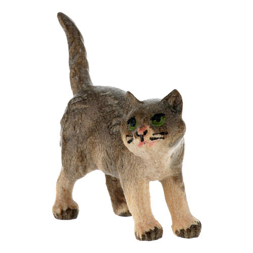 Gatto in piedi presepe Heimatland 12 cm legno dipinto Val Gardena  2