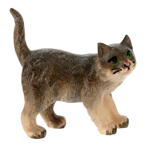 Gato de pé presépio Val Gardena Heimatland 12 cm de madeira pintada 1