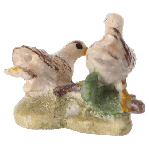 Coppia colombe Heimatland 9,5 cm legno dipinto presepe Val Gardena  3