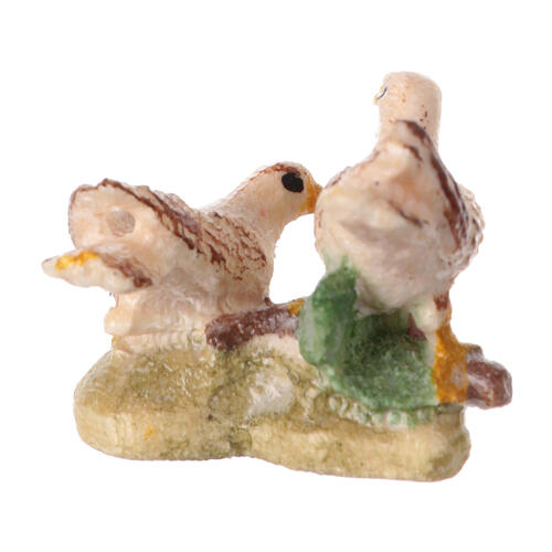 Para gołębi, figurki do szopki Heimatland 9,5 cm, drewno malowane, Val Gardena 2