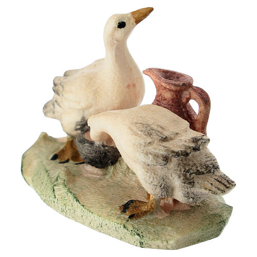Canards avec bol et cruche 9,5 cm crèche peinte Heimatland bois Val Gardena 2