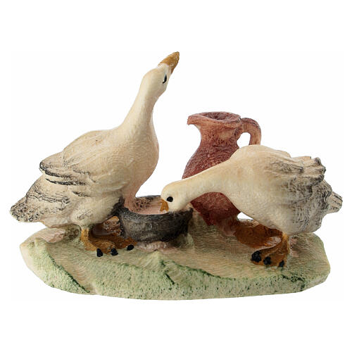 Canards avec bol et cruche 9,5 cm crèche peinte Heimatland bois Val Gardena 4