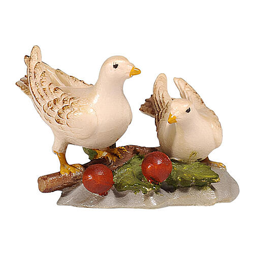 Taubenpaar, Holz coloriert, für 12 cm Heimatland-Krippe, Grödner Kunsthandwerk 1