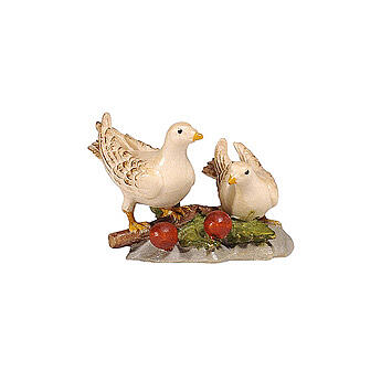 Coppia colombe 12 cm presepe Heimatland legno dipinto Val Gardena  1