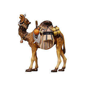 Camelo com bagagem para figuras de 12 cm do presépio Heimatland, madeira pintada do Val Gardena