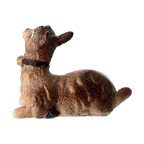 Capretta sdraiata legno dipinto 9,5 cm presepe Heimatland Val Gardena  2