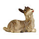 Lying goat figure 12 cm painted wood Heimatland Val Gardena nativity scene s1