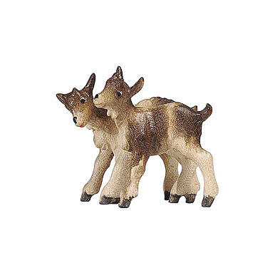 Couple chevreau 9,5 cm figurine bois peint crèche Heimatland Val Gardena 1