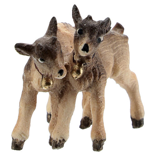 Pair of goats painted wooden nativity scene 9.5 cm Heimatland Val Gardena 2