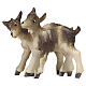 Couple jeunes chèvres crèche Heimatland santons 12 cm bois peint Val Gardena s1