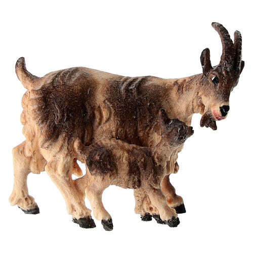 Ziege mit Zicklein, Holz coloriert, für 9,5 cm Heimatland-Krippe, Grödner Kunsthandwerk 1