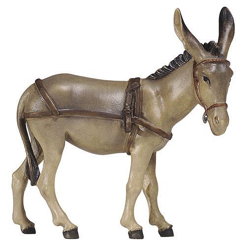 Esel für Karren, Holz coloriert, für 9,5 cm Heimatland-Krippe, Grödner Kunsthandwerk 1