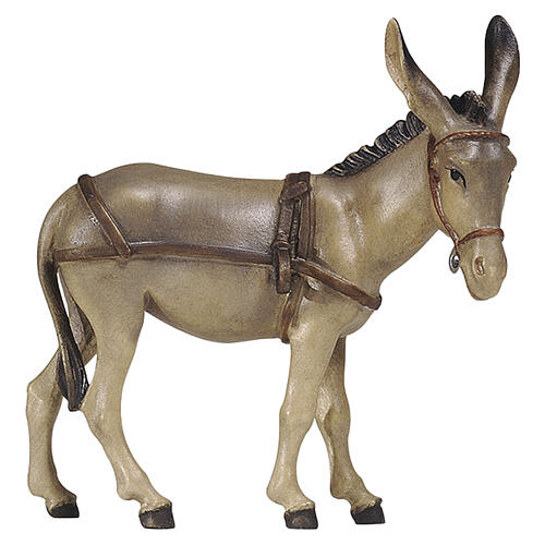 Esel für Karren, Holz coloriert, für 12 cm Heimatland-Krippe, Grödner Kunsthandwerk 1