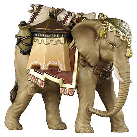 Elefante con bagagli 12 cm presepe Heimatland legno dipinto Val Gardena