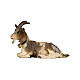 Lying goat figure painted wood Heimatland 9.5 cm Val Gardena s2