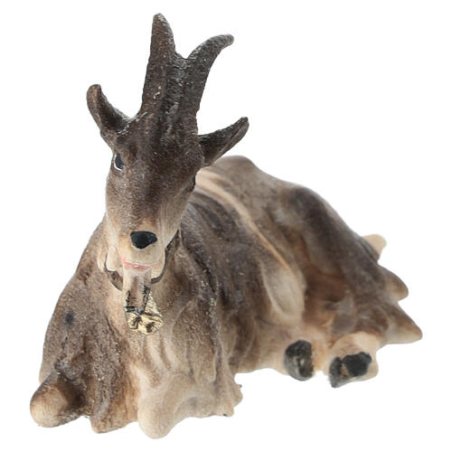 Lying goat of painted wood for 12 cm Nativity Scene, Heimatland collection, Val Gardena 2