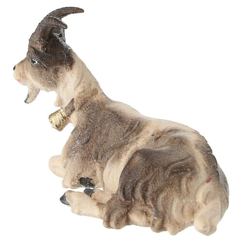 Chèvre allongée crèche bois peint 12 cm modèle Heimatland Val Gardena 3