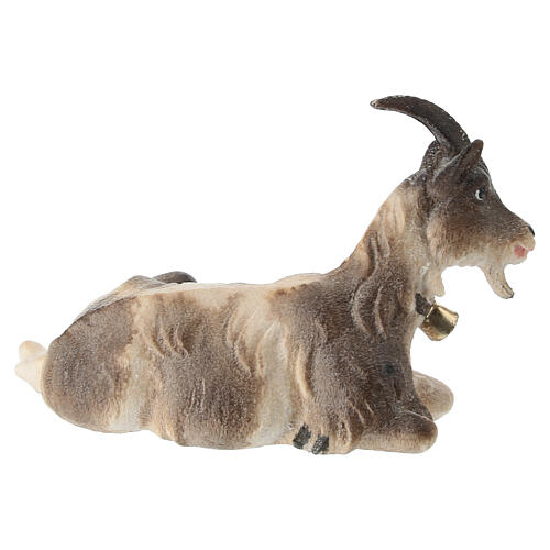 Lying goat statue 12 cm painted wood Heimatland Val Gardena nativity scene 4