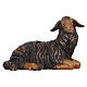 Mouton noir allongé tête à droite crèche 9,5 cm bois peint Val Gardena modèle Heimatland s1