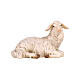 Mouton allongé tête vers droite 9,5 cm figurine bois peint crèche Heimatland Val Gardena s2