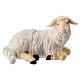 Sheep figurine lying head to the right nativity scene 12 cm Heimatland painted wood Val Gardena s1
