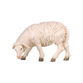 Mouton qui mange tête vers gauche 9,5 cm figurine bois peint crèche Heimatland Val Gardena