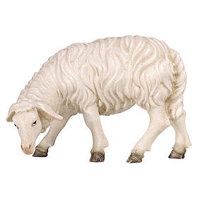 Mouton qui mange tête à gauche statuette crèche 12 cm Heimatland bois peint Val Gardena