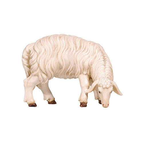 Mouton qui mange tête vers droite 9,5 cm figurine bois peint crèche Heimatland Val Gardena 2