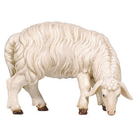 Mouton qui mange tête vers droite statuette crèche 12 cm Heimatland bois peint Val Gardena