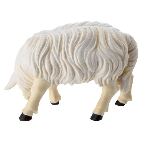 Mouton qui mange tête vers droite statuette crèche 12 cm Heimatland bois peint Val Gardena 3