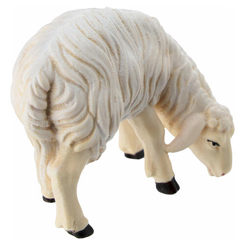 Mouton qui mange tête vers droite statuette crèche 12 cm Heimatland bois peint Val Gardena 4