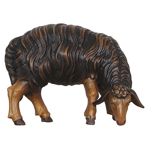 Schaf schwarz äsend rechtsschauend, Holz coloriert, für 9,5 cm Heimatland-Krippe, Grödner Kunsthandwerk 1