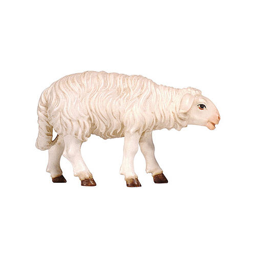 Mouton tête en avant 9,5 cm figurine bois peint crèche Heimatland Val Gardena 1