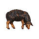 Black sheep of painted wood, eating with head to the right, for 12 cm Nativity Scene, Heimatland collection, Val Gardena s1