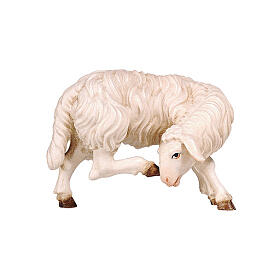 Mouton blanc qui se gratte statuette crèche 12 cm Heimatland bois peint Val Gardena