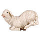 Sheep of painted wood on its knees for 12 cm Nativity Scene, Heimatland collection, Val Gardena s1