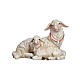 Lying sheep with lamb, painted wooden Heimatland Nativity Scene of 9.5 cm, Val Gardena s2