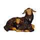 Ovelha preta deitada com cordeiro peça de madeira pintada para presépio Heimatland Val Gardena 9,5 cm s1