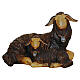 Lying black sheep with lamb 9.5 cm painted wood nativity scene Heimatland Val Gardena s1