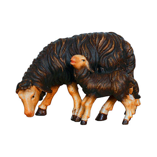 Pecora nera con agnello 12 cm presepe legno dipinto Heimatland Val Gardena 1